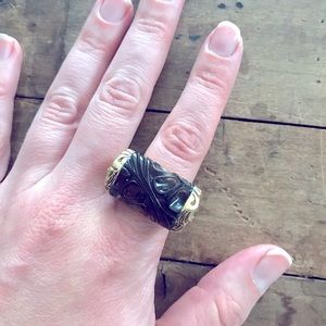 Isharya black and gold filigree ring